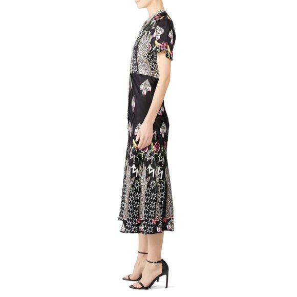 Temperley London Women's Flux Abstract Satin Midi Dress Black Size 6 - Picture 5 of 15